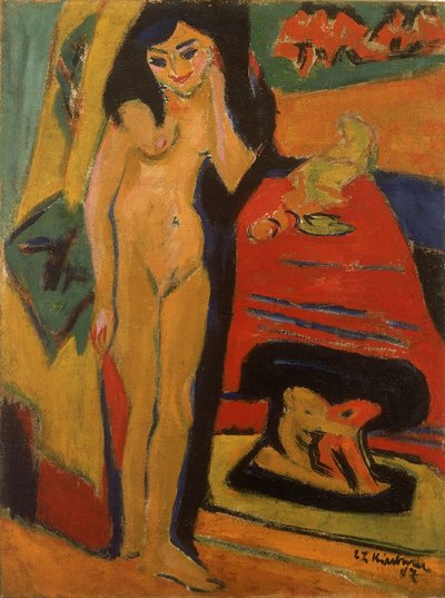 Naked Girl Behind Curtain by Ernst Ludwig Kirchner